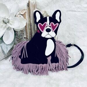 Kate Spade Frenchie dog Black pink sunglasses suede never used Francois Novelty